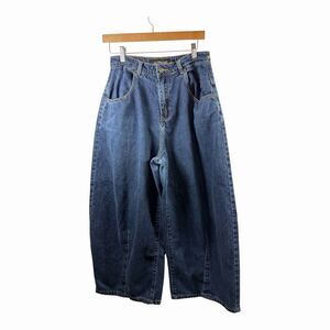 ALPHA60 Blue Denim Balloon Barrel Leg Jeans Womens S Small Baggy Pleated Wide
